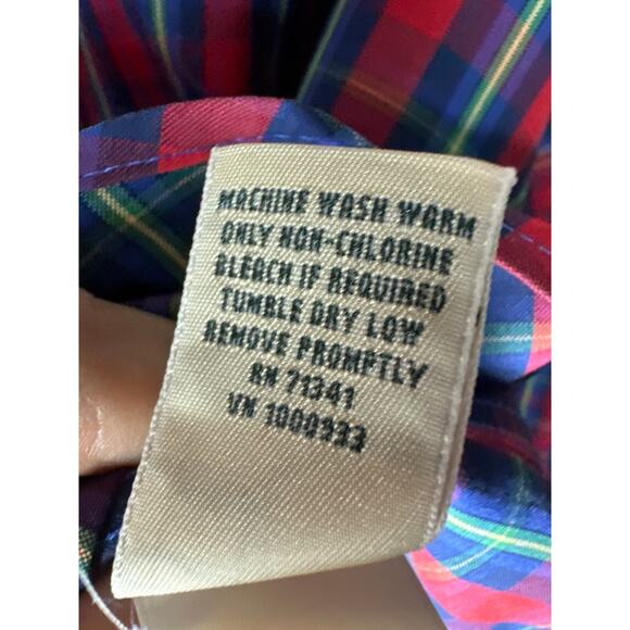 LL Bean Button Down Plaid Shirt Size XL Red Green Blue Wrinkle Free Long Sleeve - Picture 8 of 8